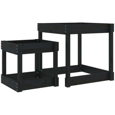 Image of vidaXL Sand Tables 2 pcs Black Solid Wood Pine