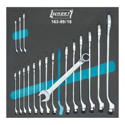 Image of HAZET 163 99/18 12 Point Traction Profile Combination Wrench Set Multi Colour