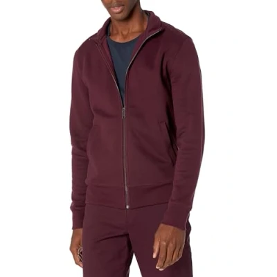 Image of Amazon Essentials Men&#039;s Full Zip Fleece Mock Neck Sweatshirt, Burgundy, XS