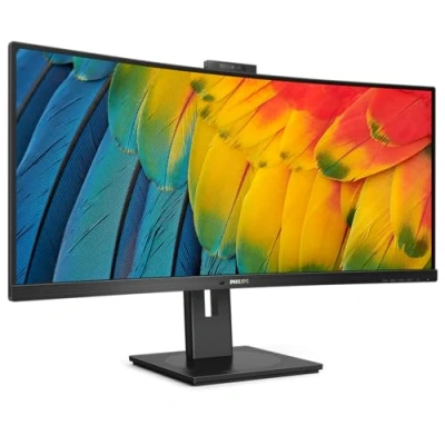 Image of PHILIPS 34B1U5600CH 34 Inch WQHD Curved Monitor, 120Hz, VA, 4ms, WebCam, KVM, MultiView, RJ 45 to USB C, height Adjust (3440 x 1440 @ HDMI 2.0 / DP 1.4 C PD 100W)