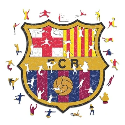 Image of Iconic Puzzles, 100% eco sustainable wooden puzzle with official license Barcelona Logo, size M, 270 pieces