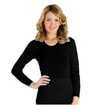 Image of TT ThreadTrade Women&#039;s Thermal Underwear Soft Vests Ladies Long/Short Sleeve Tops/Bottom Winter Warm Long Jane (S, Vest Black)