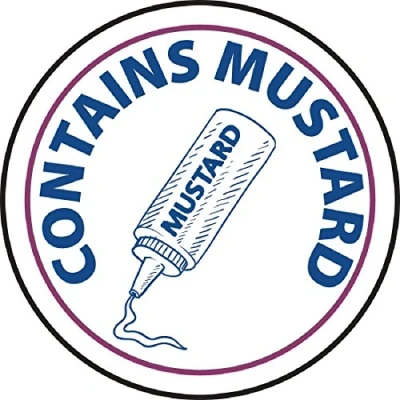 Image of 1000x Vogue Food Allergen Label Mustard 25mm Catering Package Stickers