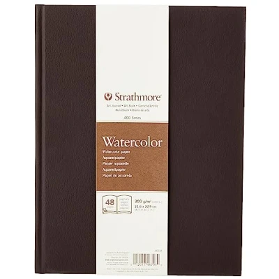 Image of Strathmore 400 Watercolour Hardbound 300gsm Paper Book, Cold Pressed, 8.5 x 11 in, 24 Sheets, Ideal for Professionals &amp; Students