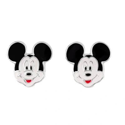 Image of Disney 925 Sterling Silver Mickey Mouse Enamel Stud Earrings for Girls