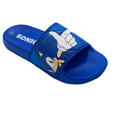 Image of Sonic The Hedgehog, Boys or Girls Sliders, Flip Flops, Pool Sandals, Blue, Size 1 UK