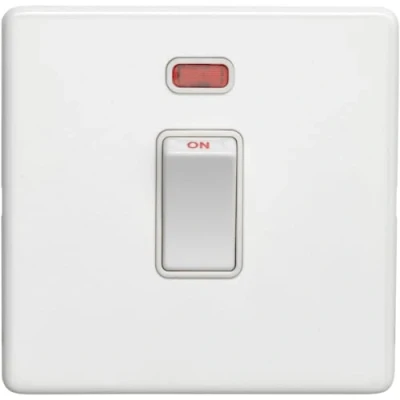 Image of 1 Gang 20A Single Light Switch &amp; Neon SCREWLESS MATT White 2 Way Rocker Plate Decorative Appliance Wall