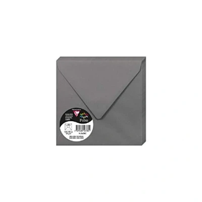 Image of Clairefontaine Ref 5638C Pollen Envelopes (Pack of 20) 140 x 140mm Sized, 120gsm Paper, Gummed Seal, Inkjet &amp; Laser Printer Compatible, Acid Free Dark Grey