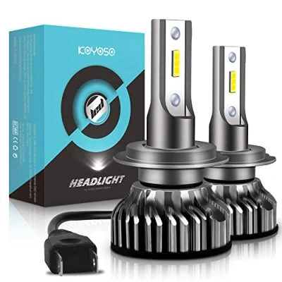 Image of H7 LED Headlight Bulbs, 10000LM Head Lamps, Car Replacement Lights of Halogen and Xenon Kit, 6000K White 12V 24V, 2 Lamps