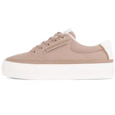 Image of Tommy Hilfiger Women&#039;s Essential Textile Platform Vulcanised Trainers, Brown (Claystone), 5