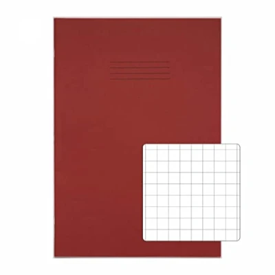Image of RHINO 13 x 9 Exercise Book 80 Page, Red, 10mm Squared Pages (Pack 50)