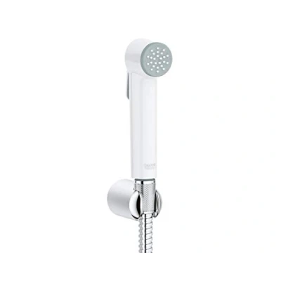Image of GROHE Tempesta F Trigger Spray 30 Wall Holder Set with Control Hand Shower Easy Clean Design In Durable Chrome and Pure White Finish Twistfree Hose Made Germany 27812IL1