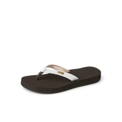 Image of Reef Women&#039;s Star Cushion Sassy Flip Flops, Brown White, 4 UK