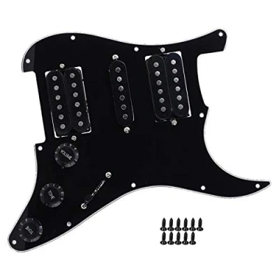 Image of Electric Guitar Board Pickguard Humbucker with HSH Pickup Loaded Prewired for Replacement Parts(Black), Playing Accessories