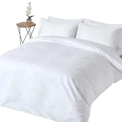 Image of HOMESCAPES 1000 Thread Count Egyptian Cotton White Duvet Cover Set Super King Size Luxury Quilt Bedding 2 Pillowcases Included
