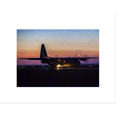 Image of Wee Blue Coo War Military Air Force Plane Taxi Runway C130j Hercules Wall Art Print
