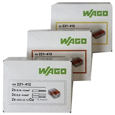 Image of Wago 221 Clamps Set 100 x 412, 50 413, 25 415, Cable Connector, Original Wago, Orange