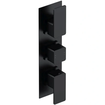 Image of Aquari Quadro Concealed Thermostatic Shower Valve Black, Triple Outlet