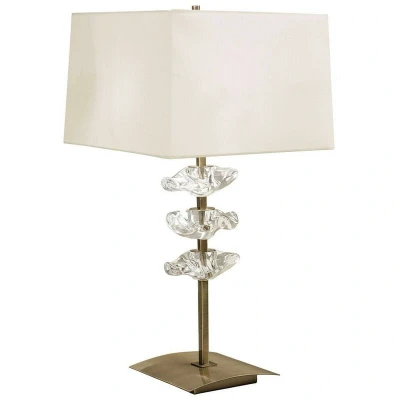 Image of Akira Table Lamp 2 Light E27, Antique Brass With Cream Shade