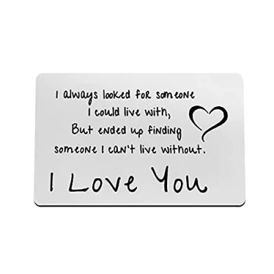 Image of Anniversary Card Gifts for Boyfriend Husband Valentines Day Men Engraved Wallet Him Christmas Birthday Wedding I Love You Fiance
