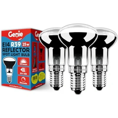Image of 25W E14 Lava Lamp Bulb 230V (Pack of 3) R39 Reflector Glass Dimmable Warm White 2700K, Small Edison Screw (SES) Replacement Bulbs for Lamp, Bubble or Spotlight