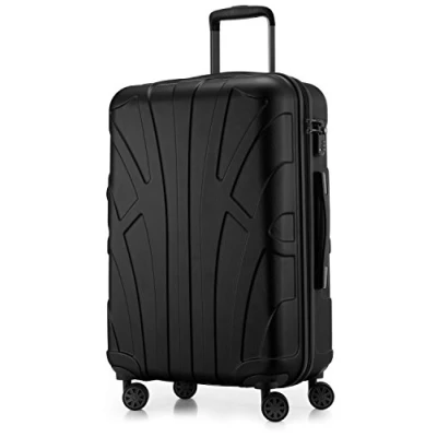 Image of SUITLINE Hardshell Suitcase, Travel Luggage, TSA, 66 cm, Approx. 58 liters, 100% ABS mat, Black