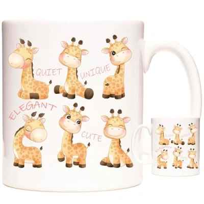 Image of Giraffes Coffee Mug, 11oz Ceramic Gift Mug. Giraffe Gift, Photo Crazy Lady Mug