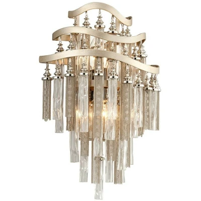 Image of Chimera 2 Light Wall Sconce Silver Leaf, Glass