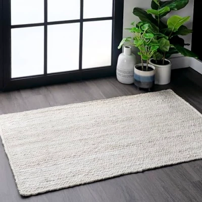 Image of nuLOOM Rigo Hand Woven Farmhouse Jute Area Rug, 91 cm x 152 cm, Off white