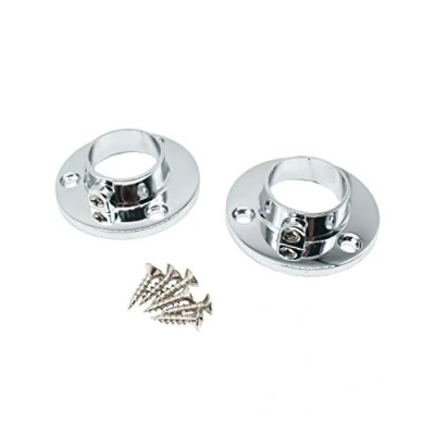 Image of Wardrobe Rail Locking End Socket Suit 25mm Diameter Polished Chrome Pack of 2
