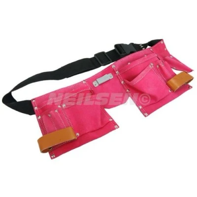 Image of 9 POCKET LEATHER TOOL BELT PINK FANCY DRESS BUILDERS GIRLS LADIES