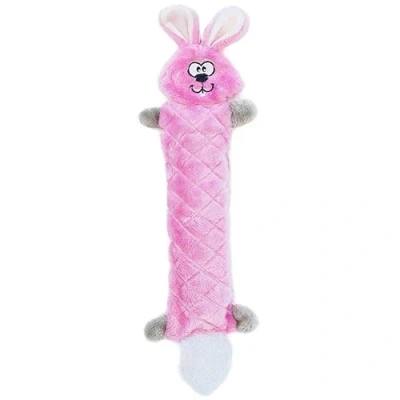 Image of ZippyPaws Jigglerz Tough No Stuffing Squeaky Plush Dog Toy with Crinkle Head and Tail Bunny