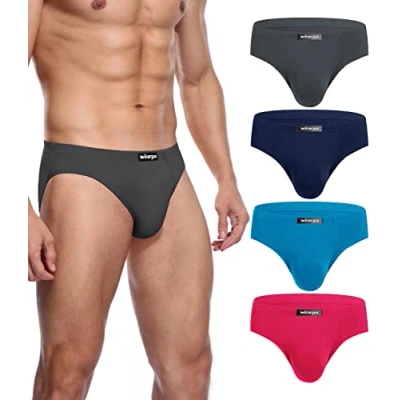 Image of wirarpa Men&#039;s Modal Briefs Underwear Super Soft Microfibre Underpants No Front Slips Covered Waistband 4 Pack X Large