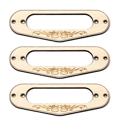 Image of Alnicov 3 Pcs Maple Wood Single Coil Pickup Surround Plate Mounting Ring For Guitar