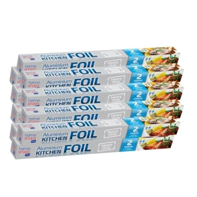Image of HOMESHOPA Heavy Duty Kitchen Foil Roll, Pack of 12 Food Service Catering Aluminium Tin Roll for Roasting Turkey, Cooking, Wrapping, Baking, Grilling &amp; BBQ 2m x 45cm