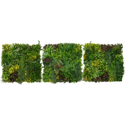 Image of 3Pcs Artificial Plant Wall Panel 100 x 100cm Cassia Living Foliage Green Tiles Indoor Outdoor Weather &amp; UV Resistant Grass Fence Hedge Privacy Backdrop Garden Home Décor Snap Lock Fixings Included