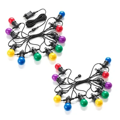 Image of Auraglow Coloured LED Bulb Festoon String Light Set (10m of 20 Lights, 1 Plug &amp; 5m Cable)