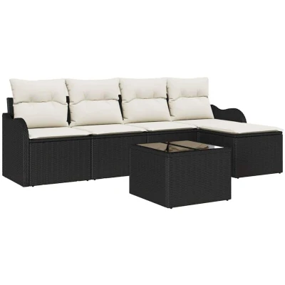 Image of vidaXL 5 Piece Garden Sofa Set with Cushions Brown Poly Rattan