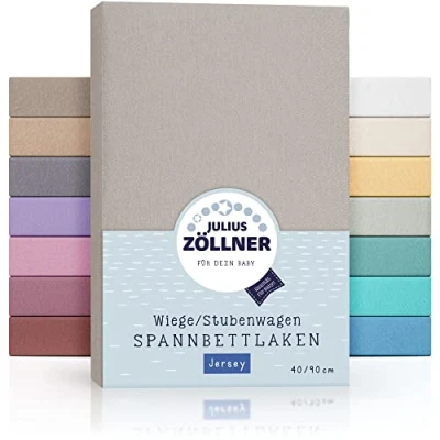 Image of Julius Zöllner Fitted Sheet for Cradles/bassinets (90 x 40 cm, Jersey Taupe)