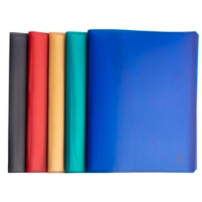 Image of Exacompta Ref 78520E Pack of 5 Opak Recycled Document Sleeves 20 Grained Pockets 40 Sheets for A4 Size Semi Opaque 4/10th Cover Assorted Colours