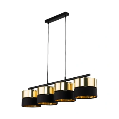 Image of TK Lighting Hilton pendant light, black/gold, 4 bulb