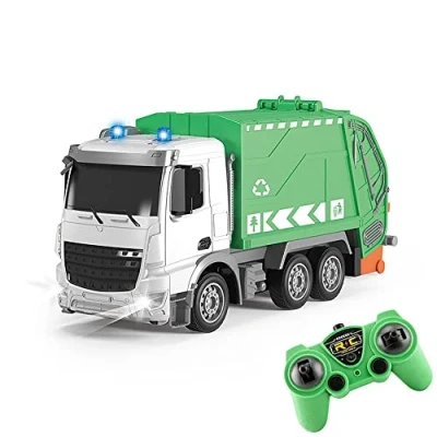 Image of UJIKHSD 1/24 6CH Remote Control Garbage Truck Electric Recycling Toy Set With Trash Bin Real Lights Rechargeable Waste Management Toys Gift For Kids