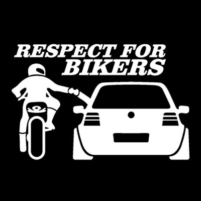 Image of Car Sticker, 2Pcs/Set Respect for Bikers Funny Body Bumper Vinyl Decor Decal Sticker White