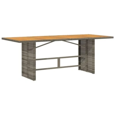 Image of vidaXL Garden Table with Acacia Wood Top Grey 190x80x75 cm Poly Rattan