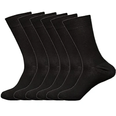 Image of MYT 6 Pairs Womens Diabetic Socks Ladies Non Elastic Soft Loose Top Cotton Rich Size UK 4 7 (Black)
