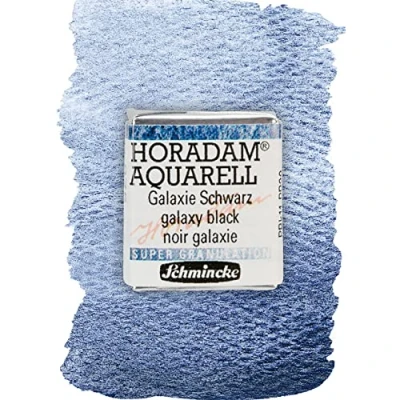 Image of Schmincke HORADAM® AQUARELL, super Granulation, 14 975 044 Galaxie Black, 1/2 pans, very strong granulating colors, finest, watercolors
