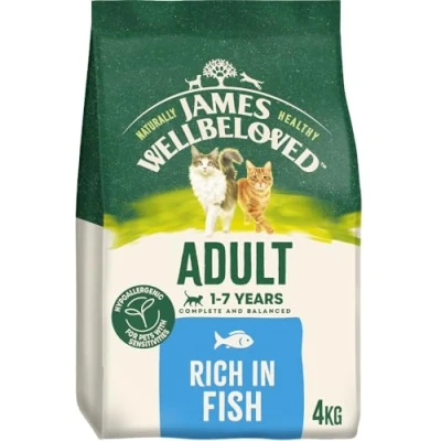 Image of James Wellbeloved Hypoallergenic Dry Cat Food for Adult Cats Fish 3x4 kg