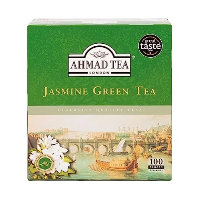 Image of Ahmad Tea 100 Teabags, Jasmine Green, Green Tea, 1 x Teabags