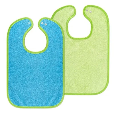Image of Set of 2, Baby Bib, Size Adjustable With Press Stud, Extra Large, Highly Absorbent, Oeko Tex Tested For Harmful Substances, 100% Cotton