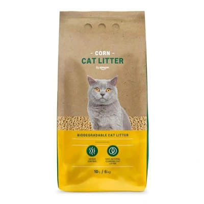 Image of Amazon Brand Lifelong Clumping Corn Cat Litter, Unscented, 10 L (Pack of 1)